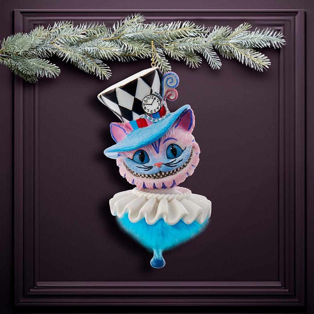 Kurt Adler 6-Inch Hollywood Hats Cheshire Cat Ornament